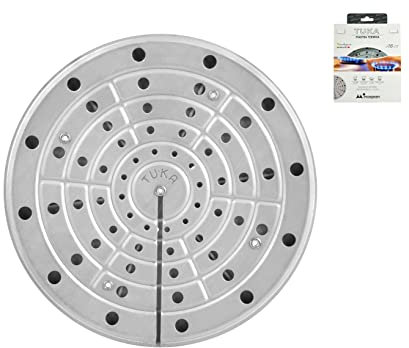 INOXPRAN - Piastra Terima TUKA in Acciaio Inossidabile, Diametro 16 cm, Spargifiamma, Utilizzabile anche su Piani a Cottura a Gas per Consentire di Mantenere i Cibi Caldi per 10 Minuti