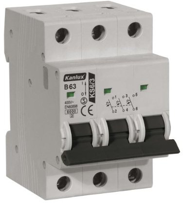 Leitungsschutzschalter Ideal KMB6 B63 B63/3 3P 63A schwarz Sicherungsautomat Sicherung Automat