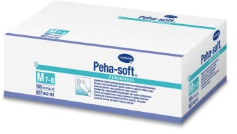 Peha-soft powder-free - Gants d'Examen en Latex Non Poudrés - Conformes Aux Normes Européennes - Bon Enfilage - Taille M - Boîte de 100 gants
