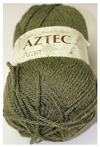 James C Brett Aztec Aran with Alpaca Knitting Wool 100g Ball (AL9 Olive Green)