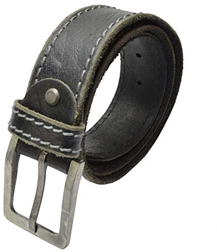 flevado Unisex Büffelledergürtel 4 cm Breit schwarz Hand Made Supreme Design (120 BW)