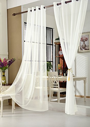 WOLTU Vorhänge Gardinen mit Ösen Transparente Stores Gardinen aus Voile Durchsichtige Ösenvorhänge Fensterschal für Wohnzimmer Schlafzimmer Kinderzimmer, Creme 140x225 cm (1 Stück)