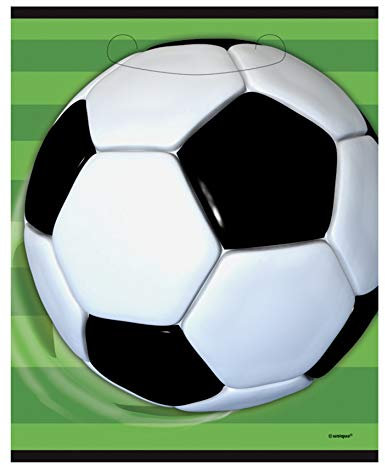 Multicolor 3D Soccer Loot Bags (19cm x 27cm) 8 Count - Durable & Attractive Design, Perfect for Kids Soccer Party Favors & Gifts