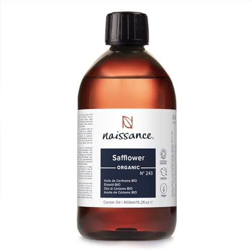 Naissance Distelöl Bio (Nr. 243) - 450ml - Kaltgepresst, Bio Zertifiziert Safloröl, Natürliches Gesichtsöl für Haare, Haut, Kosmetik