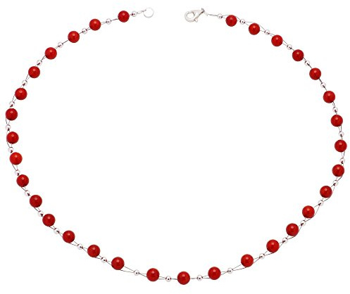 Kette Collier aus echter Koralle rot Korallenkette Halskette Halscollier Damen