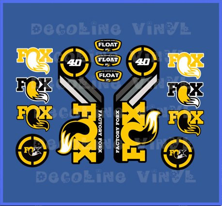 Ecoshirt Aufkleber Fox Float 40 2015 Heritage Dp1089 Aufkleber Decals Autocollants Adesivi Gelb