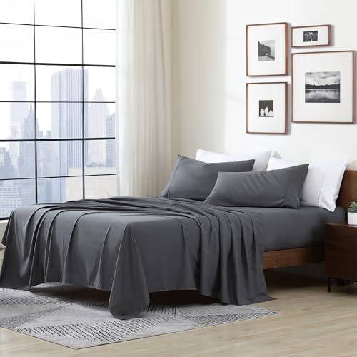Cathay Home King Sheet Set, Ultra-Soft Microfiber Bed Sheets, Grey