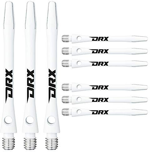 RED DRAGON DRX Coated Aluminium Medium White Logo Dart Stems (Shafts) - 2 Sets per Pack (6 Stems in total)