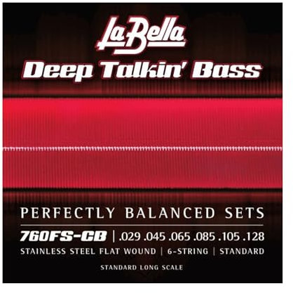 La Bella, „Deep Talkin“ Flatwound- / Saitensatz für Bassgitarre, aus Edelstahl, 29 – 128, 6 Saiten