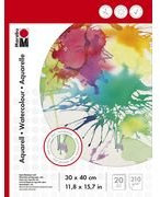 Marabu 1612000000023 - Malblock für Aquarellmalerei, 210 g/qm, 20 Blatt, 30 x 40 cm, naturweiß, Aquarellmalpapier fein gekörnt, matt, säurefrei, für Entwürfe und Studien geeignet