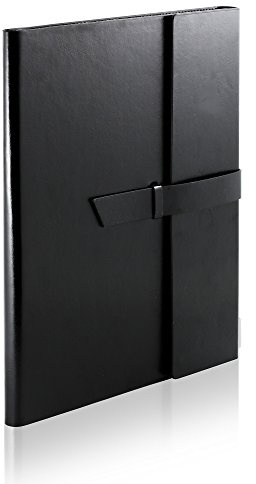 Vegan Leather Padfolio Portfolio Folder Slim Notebook Note Pad Holder Refillable Business Organizer by Gallaway Leather, Black