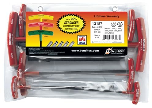 Bondhus 13187 Set of 8 Balldriver and Hex T-handles, sizes 2-10mm