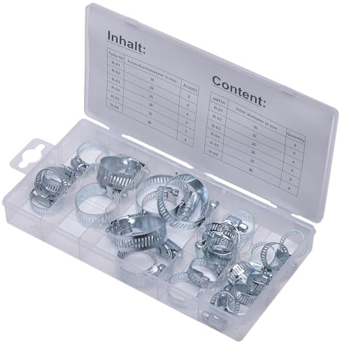 SW-Stahl S8055 Schlauchschellensortiment - 26-teilig - Schlauchklemmen | Profi-Schlauchschellen-Set in Kunststoffkassette - 16 bis 40 mm - Industriequalität für Werkstatt und PKW