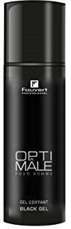 Fauvert Professionnel Optimale Black Gel - Gel Coiffant Fixateur Teinté Noir pour Cheveux Homme - Ultra Couvrant - Camoufle les Cheveux Blancs - Produit Coiffant - Fabriqué en France - 150 ml