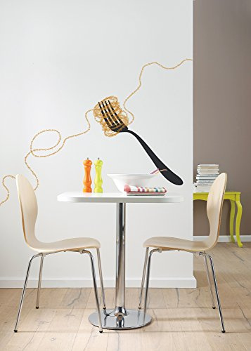 Komar Deco-Sticker PASTA | 100 x 70 cm | Wandtattoo, Wandbild, Wandsticker, Wandaufkleber, Walltattoo, Nudeln, Gabel, Gerichte, kochen, Schriftzug | 17700h
