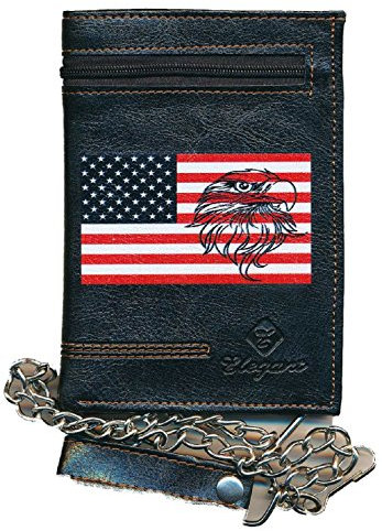 Syl'la Pochette Etui Portefeuille Homme, Porte Monnaie, Cartes, papiers Aigle USA avec Chaine