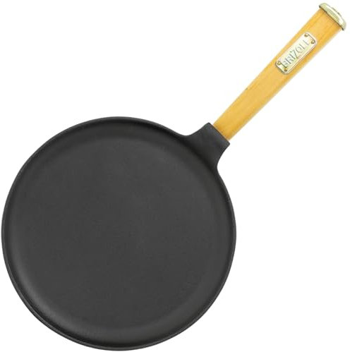 Poêle en fonte 24 cm pour crêpes Poêle à frire BRIZOLL Poignée en bois dévissable Induction Fonte de fer Poêle à crêpes Poêle à omelette Poêle à blinis