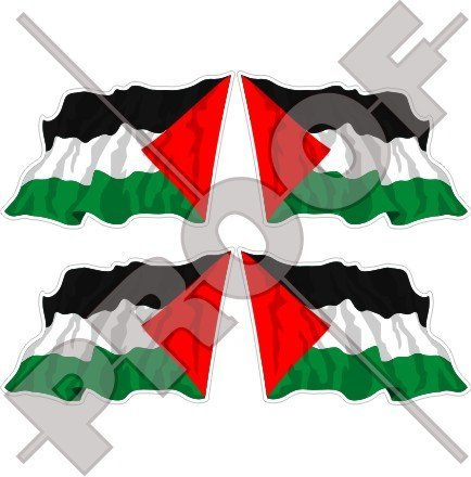 Drapeau Palestine agitant, Palestine State 5,1 cm (50 mm) bumper-helmet en vinyle autocollants, Stickers x4