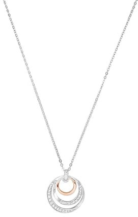 Amor Kette mit Anhänger 925 Sterling Silber Damen Halsschmuck, mit Zirkonia synth., 45 cm, Bicolor, Kommt in Schmuck Geschenk Box, 9596171