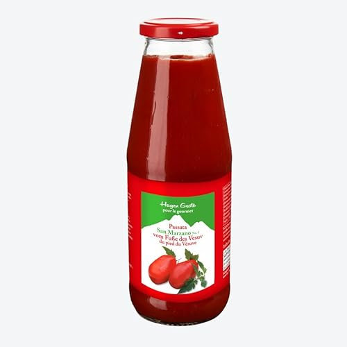 Hagen Grote passierte San Marzano Tomaten, 1 x 720 ml Glas, unvergleichlich aromatisch, aus der wertvollen italienischen Tomatenrarität