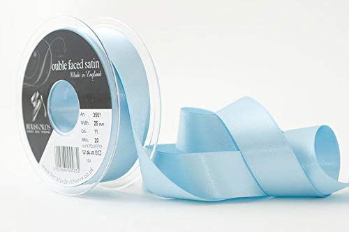 Berisfords Double Satin Ribbon, Saxe, 25 mm x 20 m