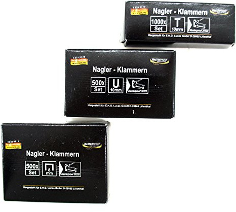 MASTERPROOF Naglerklammern-Set, 500/500/1000 Stück