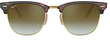 Ray-Ban Unisex Clubmaster Sonnenbrille, Mehrfarbig (Gestell: rot (Havana),Gläser: grünverlauf 990/9J), Medium (Herstellergröße: 51)