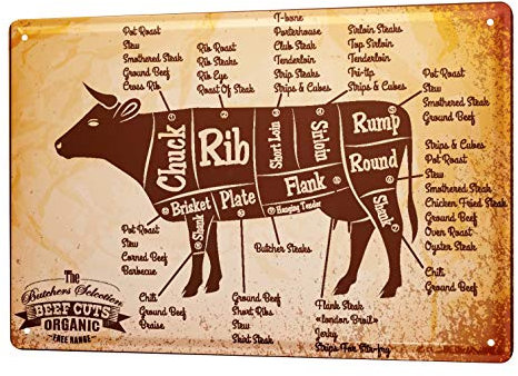 LEotiE SINCE 2004 Blechschild Vintage Retro Metallschild Wandschild Blech Poster Nostalgie Fun Rindfleisch