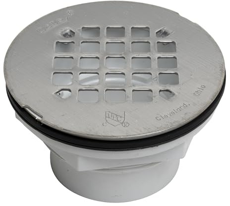 Oatey 42097 101 PS PVC-Solvent Weld Shower Drain with Stainless Steel Strainer, 2-Inch
