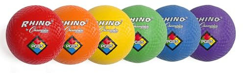 Champion Sports Rhino Playground Ball Set, 8.5D -Two-Ply, Nylon Wound - Set of 6 Colors