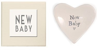 East of India New Baby White Porcelain Heart Dish - Keepsake Gift