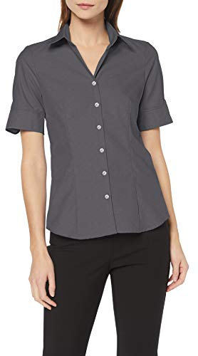 Seidensticker Damen Women Regular Shortsleeve Hemdbluse, Grau(080605), 38 EU