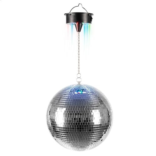 Ibiza - DISCO1-30 - 30cm Durchmesser Facettenkugel mit 18 LED Sockel und 20cm Kette - Batteriebetrieben