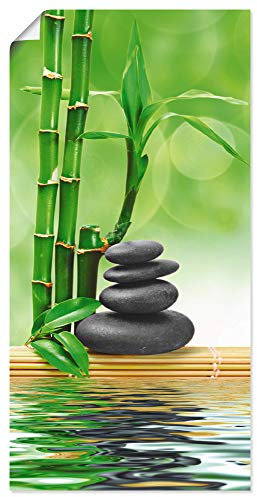 ARTLAND Wanddeko Poster & Kunstdrucke Wandposter 50x100 cm Asien Wellness Zen Spa Steine Bambus Entspannung Grün T5OP