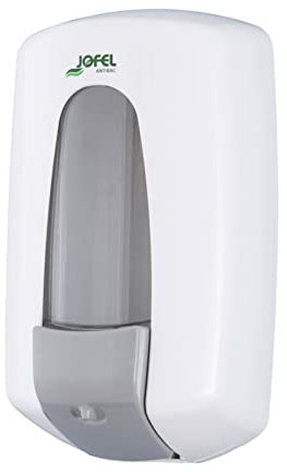 Jofel - Dosificador de Jabón Líquido para Pared, Recargable Capacidad 0.9L, Antibacteriano, Dispensador Jabón Baño Rellenable, Válvula Anticorrosión y Antigoteo, Carcasa ABS, Aitana AC70700, Blanco