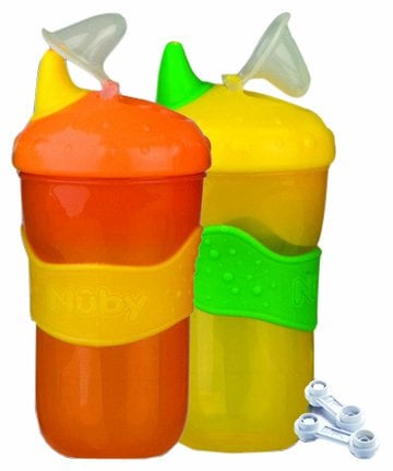 Nuby id99343 Set von 2 Polypropylen kein überschwappen Tassen 210 ml gelb/orange
