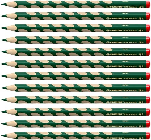 STABILO - Ergonomischer Buntstift für Rechtshänder - EASYcolors | 12er Pack, laubgrün