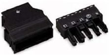 WAGO 770-105 4.00 MM, 5-Pole, Black, COD. A, Socket, with Strain Relief HOUSING