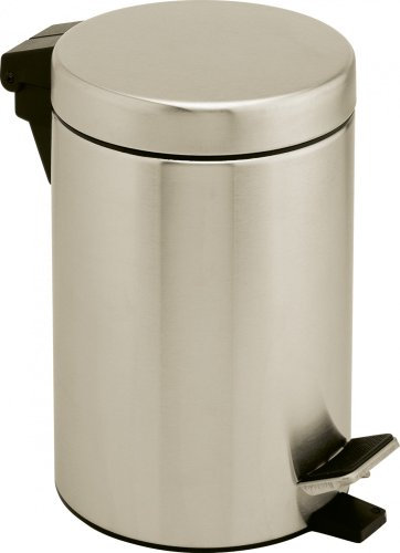 Sanwood Treteimer, Bad-Abfalleimer 3 Liter mit Griff, Kosmetikeimer aus satinierten Edelstahl, Chrom matt, 22 x 17 x 24 cm
