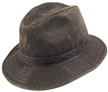 Dorfman-Pacific Safari Fedora aus verwitterter Baumwolle - Braun