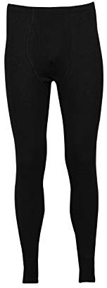 Dilling Long Johns mit Eingriff Black L Herren Unterhosen Merino Thermo Unterwäsche für Wandern Outdoor Ski Baselayer