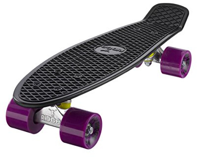 Ridge Skateboard Mini Cruiser, schwarz-lila, 22 Zoll