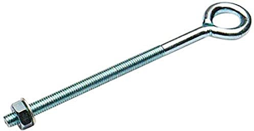 Merriway BH01768 Pack of 1 Eye Bolt with Nut and Washer M6 x 150mm Silver Tone