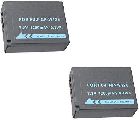 Maxsimafoto, 2 Stück (Doppelpack), kompatibler Akku für Fujifilm NP-W126 / W126S, Fuji X-T3, X-T2, X-T1,X-A5, X-E3, X-E2, X-E1, X100F, X-H1, X-M1, X-Pro2, X-Pro1, X-T20, X-T10, X-T20, X-T100 etc