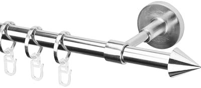 Ventanara® Gardinenstange 120 cm 1 läufig 16 mm mit Endstücken Kegel inklusive 12 Ringen Wand und Deckenmontage