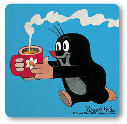 Logoshirt® Krtek I Der kleine Maulwurf | Kaffee I Blau I Untersetzer | Kork | 10x10cm | langlebiger Druck | Lizenziertes Originaldesign