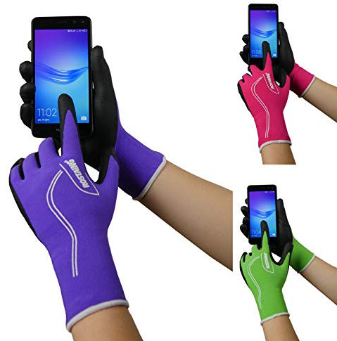 ROSTAING Maxfeel, Guanto da Giardinaggio Misura 7. Serie Touch. Guanto da Giardino per lavori di precisione e Compatibile con Smartphone, Verde Viola o Rosa. Scelta Casuale