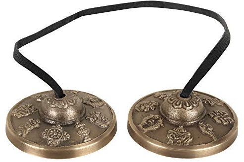 Zap Impex ® - Platillos de meditación tibetana (50 milímetros, 8 símbolos de la fortuna grabados)