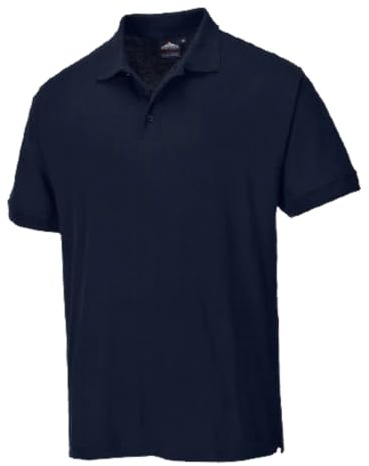 Portwest B210 Naples Polo Shirt Short Sleeve Pique Knit Polycotton | Black, Large, UPF 40+, Pique Knit, Rib Collar and Cuffs, Twin-Stitched Seams, Polycotton, Corporate