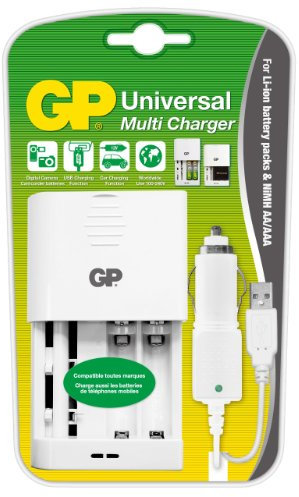 GP Universal BCDCUNI002 Battery Charger for Li-Ion and NiMH Batteries AA/AAA White